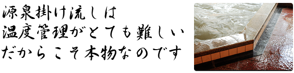 源泉かけ流しは温度管理が難しい。だからこそ本物なのです。